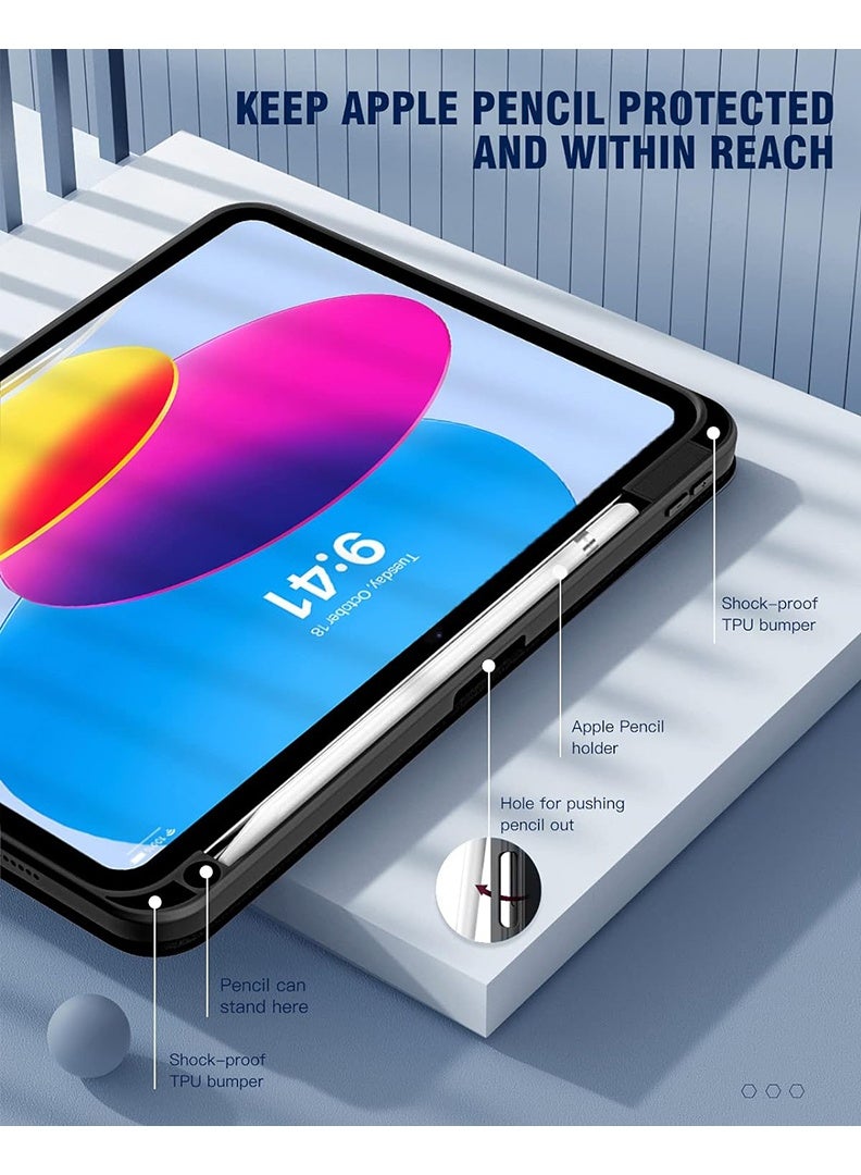 Theodor حافظة لجهاز iPad (A16) الجيل 11 بحجم 11 بوصة 2025 حافظة لجهاز iPad الجيل 10 حافظة 2022 لجهاز iPad 10 مع حامل قلم 8 زوايا قابلة للطي استيقاظ/نوم تلقائي غلاف شفاف خلفي مع حامل قلم غطاء ذكي لجهاز iPad 11" الجيل 11 2025/10.9" لجهاز iPad الجيل 10 2022 - أسود - Image 5